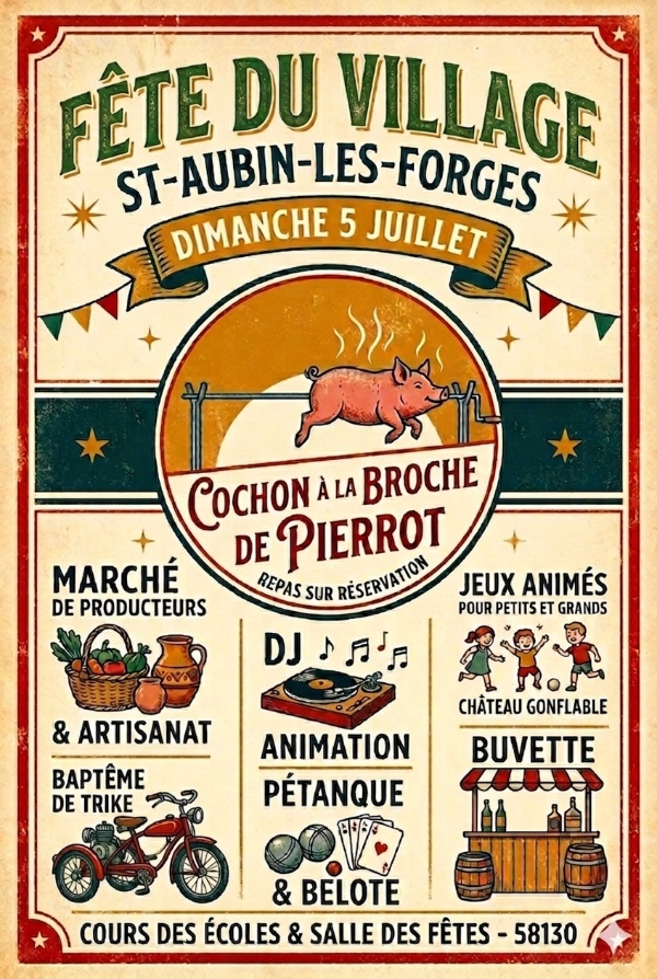 Fête du village le 5 juillet 2026
