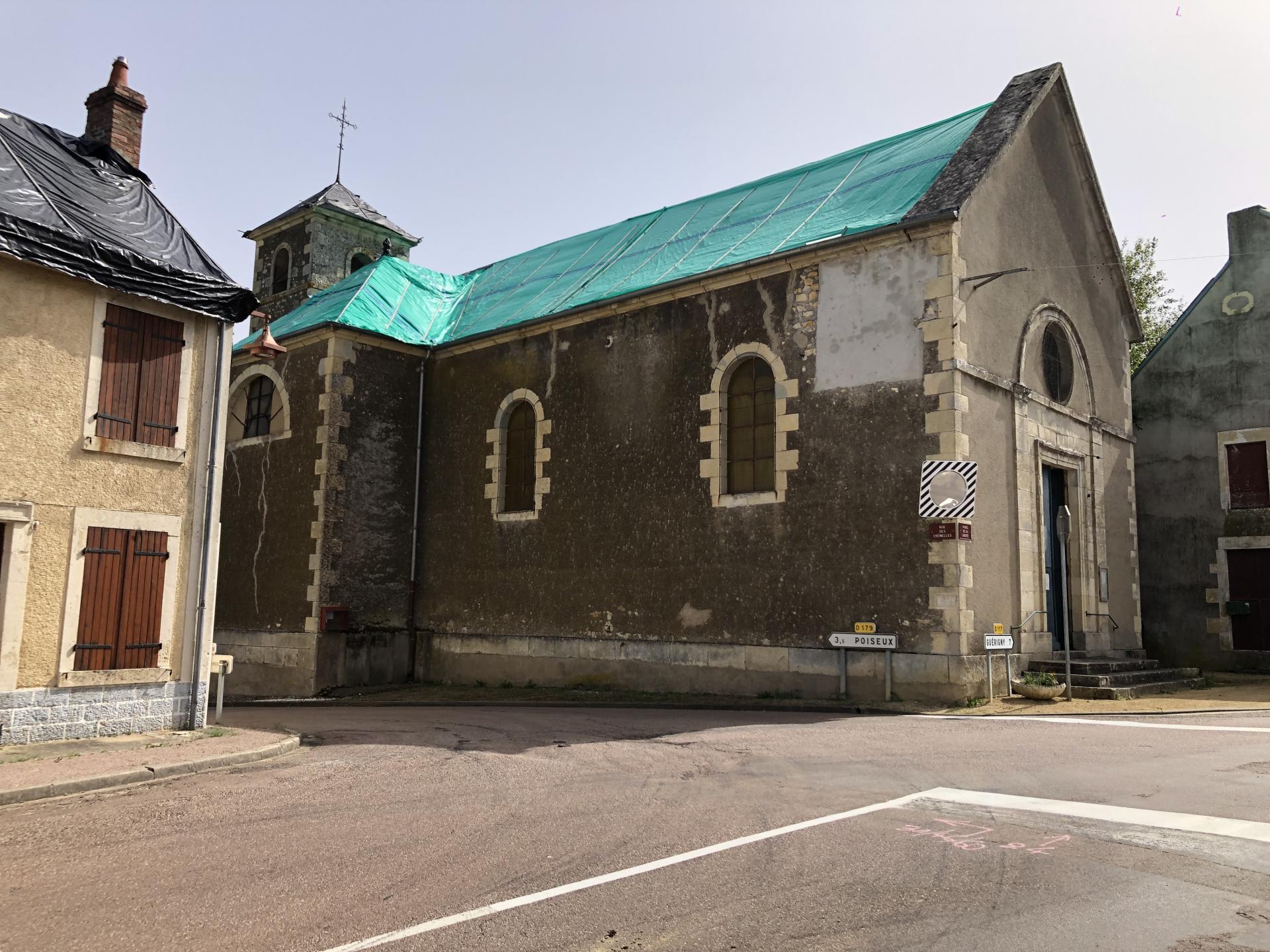 Eglise de Saint Aubin bâchée depuis 18 mois